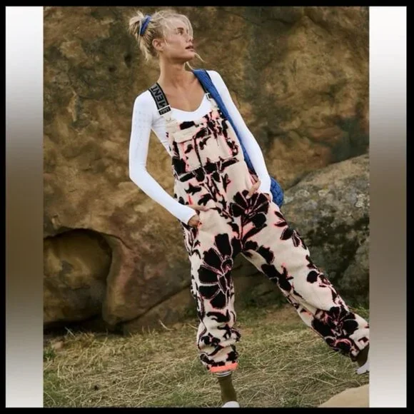 NWT Free People Movement Hit the Slopes Printed Salopette - Picture 1 of 7